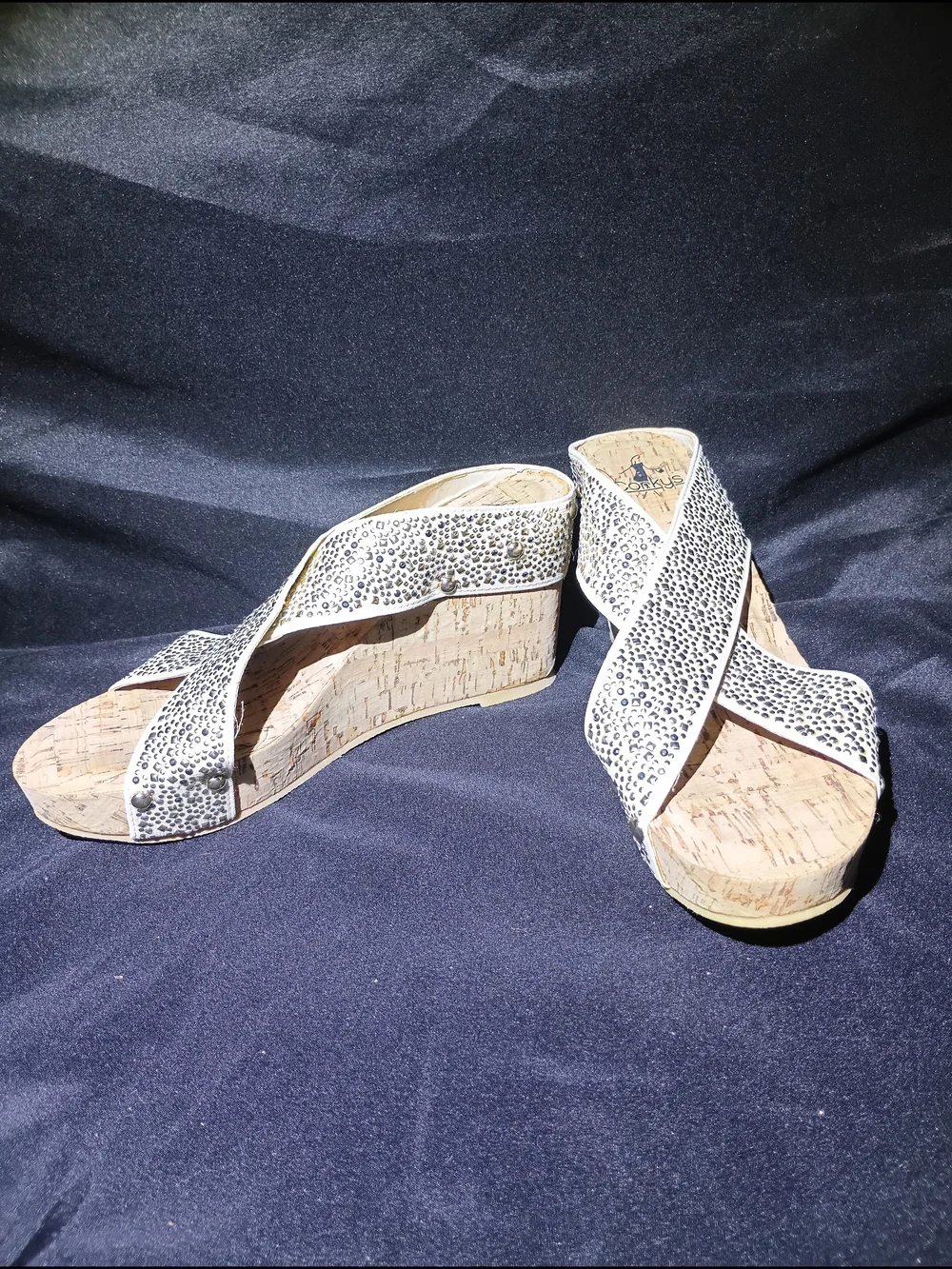 Corkys Rhinestone Studded Cork Wedge Sandal Slides